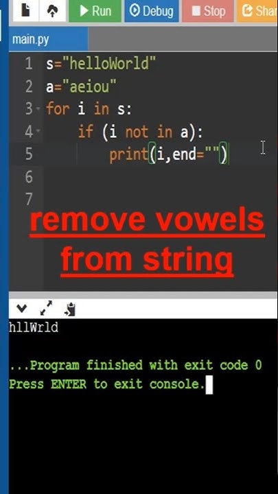removing vowels from given string code #python #string #vowels #remove ...