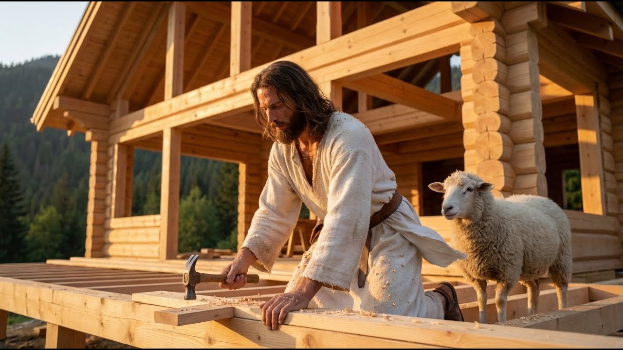 “Jesus Builds a Beautiful Wooden House With a Sheep | Most Peaceful Build Ever”