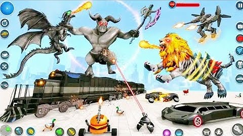 Elephant Robot VS Lion Robot Fight Game