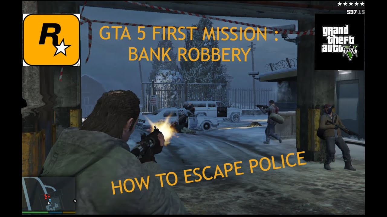 GTA 5 FIRST MISSION BANK ROBBERY(HOW TO ESCAPE COPS) PCGAMES GTA5 