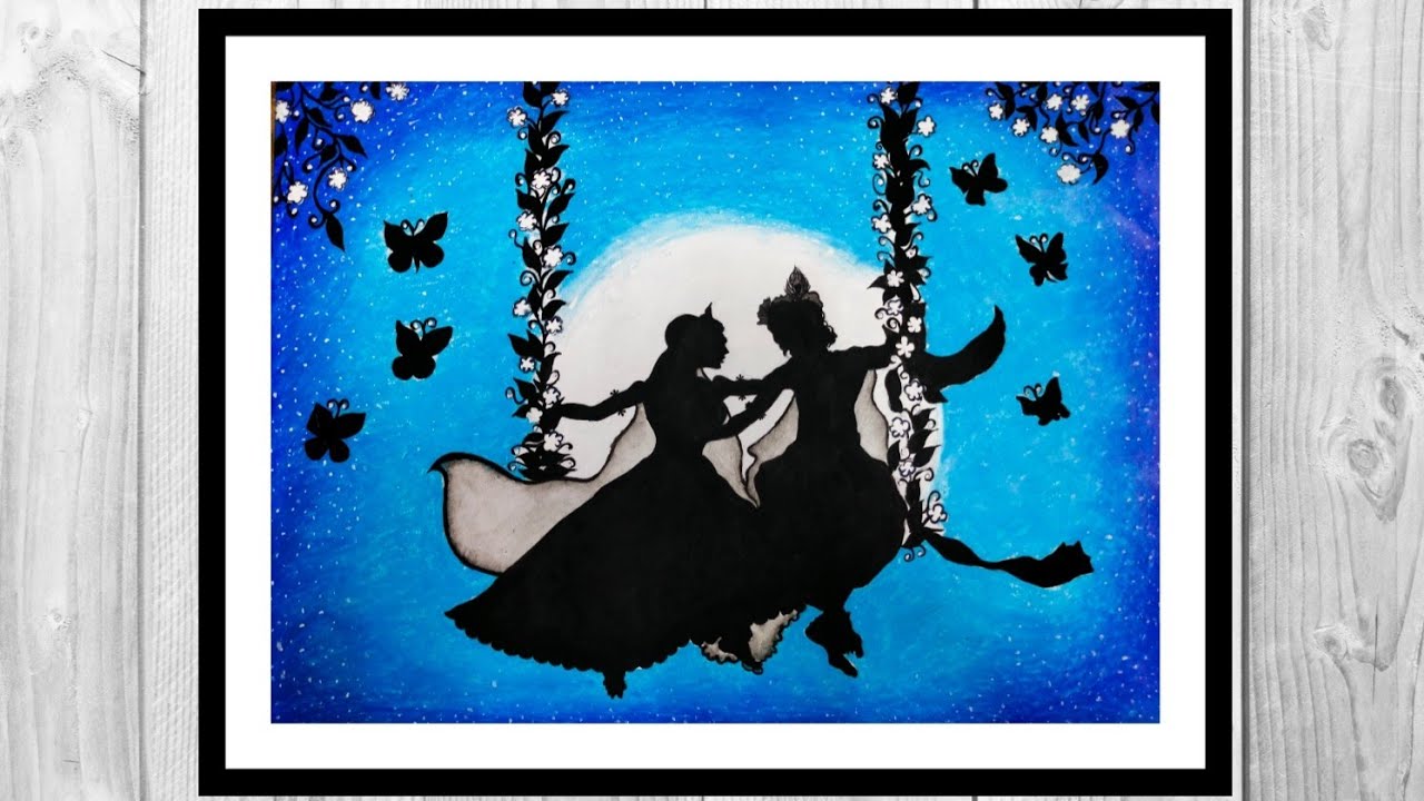 Drawing Of Lord Shree Radha Krishna On Swing🦚 || Purba's Loved Creation