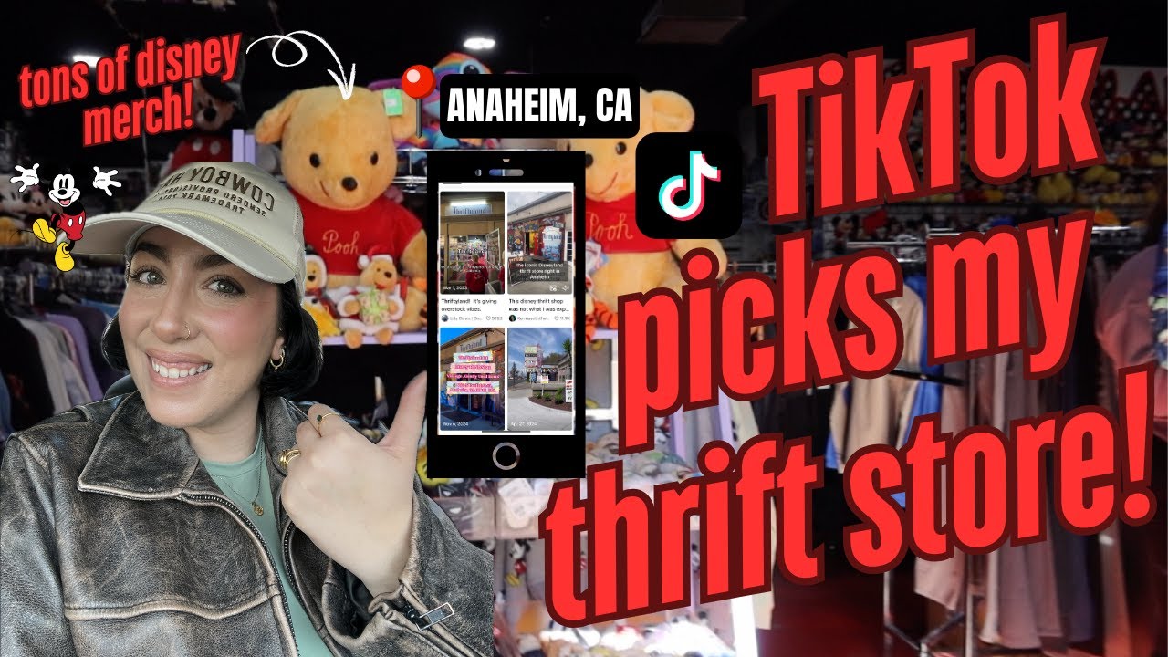 Thrift with me | TikTok (rip😭) picks my thrift store!! Anaheim Disney store with memorabilia & more!