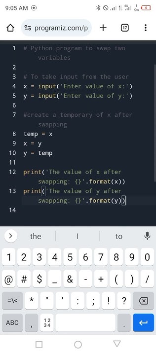 Python Program to Swap Two Variables - YouTube
