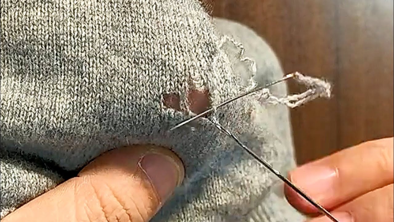 How to Invisible Repair Moth Holes in a Knitted Sweater at Home - YouTube