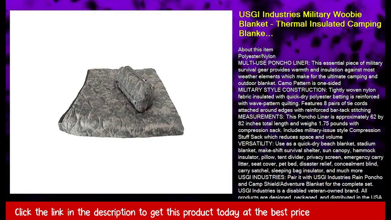 USGI Industries Military Woobie Blanket Thermal Insulated Camping