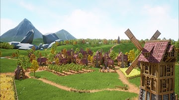 Panoramic flyby of new Game Environment Open World Stylized Medieval Village Unreal Engine project
