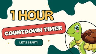 TURTLE COUNTDOWN ! 1 HOUR 60:00 🐢 Turtle timer from 1 hour to zero in minutes and seconds / 1h - 0