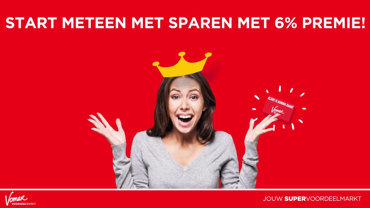 Sparen met 6% premie met de Klant-is-Koning kaart bij Vomar