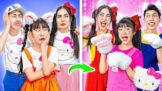 Baby Doll Family Became Hello Kitty Family - Funny Stories About Baby Doll Family