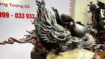 Tượng Gỗ : Nhất Long Vờn Ngọc Gỗ Trắc Đỏ Den