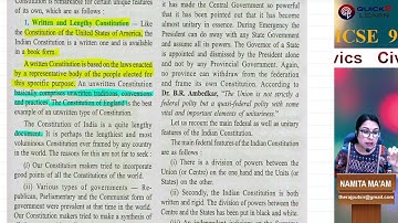 ICSE CLASS 9 CIVICS CH -2 BASIC FEATURES OF THE CONSTITUTION ; L-1 MOST LENGTHY CONSTITUTION
