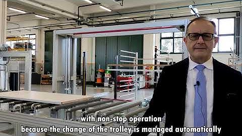 NEOMEC AUTOMATIC DOORS HANDLING LINE INCLUDING GANTRY MOVERS BRIO AND VARIO AND UNLOADER PLANET