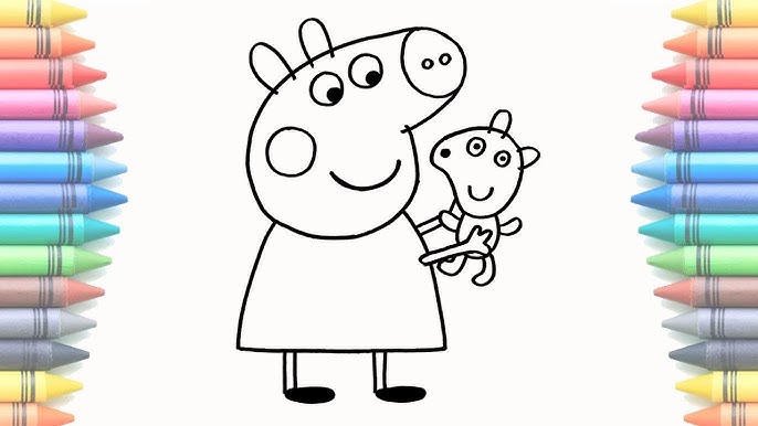 Desenhar E Colorir Peppa Pig, George Pig E Mommy Pig Na Chuva 🐷☔🌈 Desenhos  Para Crianças 
