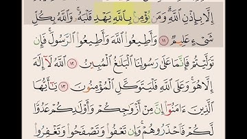 سورة التغابن من ايه ١١ الى ايه١٤ مكرره ١٠ مرات بصوت الشيخ علي الحذيفي