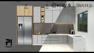 How to design Kitchen room | Sketchup tutorial | Vray 5 Sketchup interior | Pixologic Interior