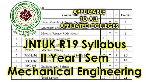 JNTUK R19 Syllabus | II Year I Sem | Mechanical Engineering Syllabus B.Tech R19 | Purushotam Academy