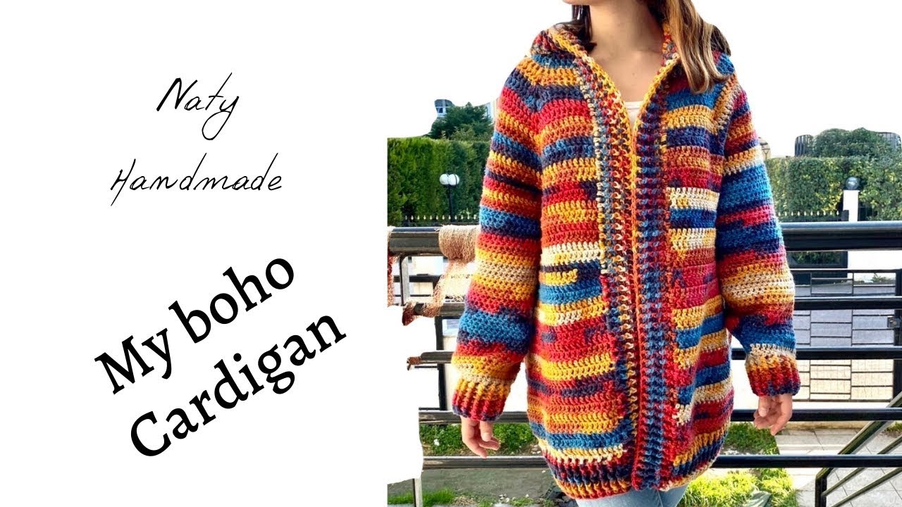 Ζακέτα με βελονάκι||Crocheted cardigan with hood L size - YouTube