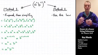 Index Laws: Power of a Power Using Unknowns
