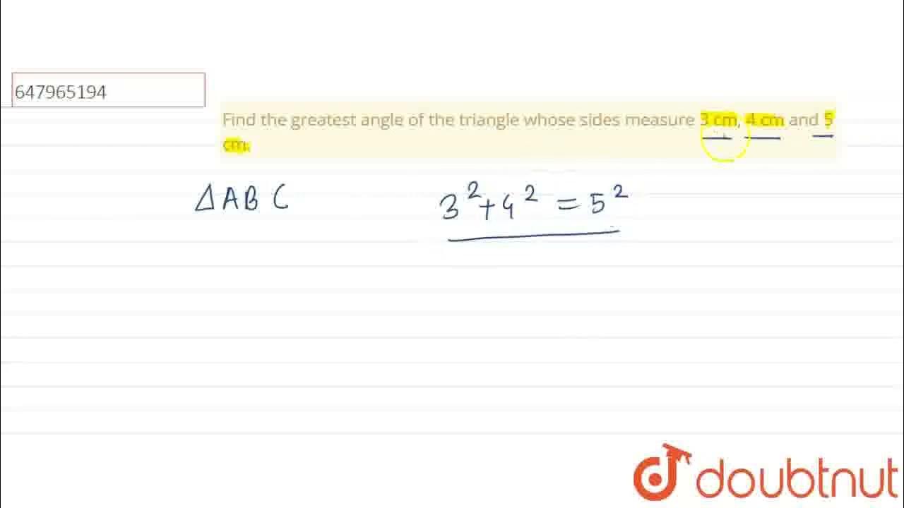 Find the greatest angle of the triangle whose sides measure 3 cm, 4 cm