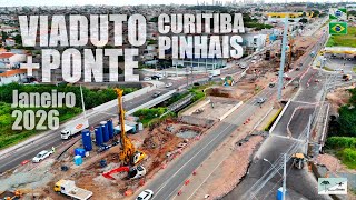 Pontes paralelas ao novo viaduto Curitiba Pinhais andamento das obras em Janeiro