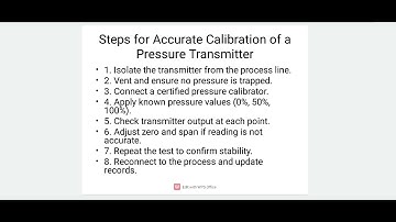 Steps for accurate calibration of a pressure transmitter 