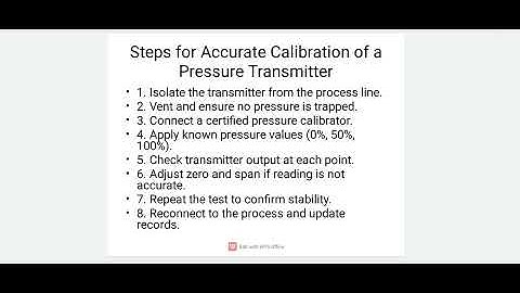 Steps for accurate calibration of a pressure transmitter 