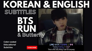 BTS (방탄소년단) RUN  MV with Butterfly - [ENG SUB] Color Coded Lyrics English/Rom/Han