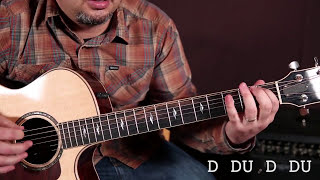 Video thumbnail of "Learn to play this strum pattern (beginner acoustic Guitar)"