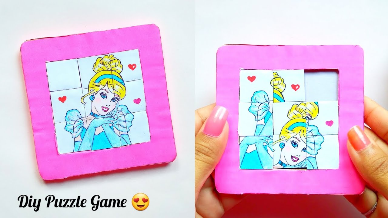 How to make a Puzzle Game from cardboard/DIY puzzle game/Cinderella