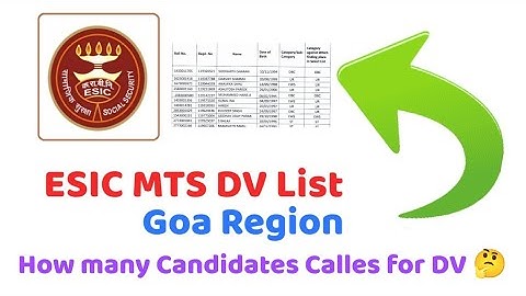 ESIC MTS DV List Goa Region | Goa Selected Students for DV ESIC Goa Shortlisted Statewise ESIC