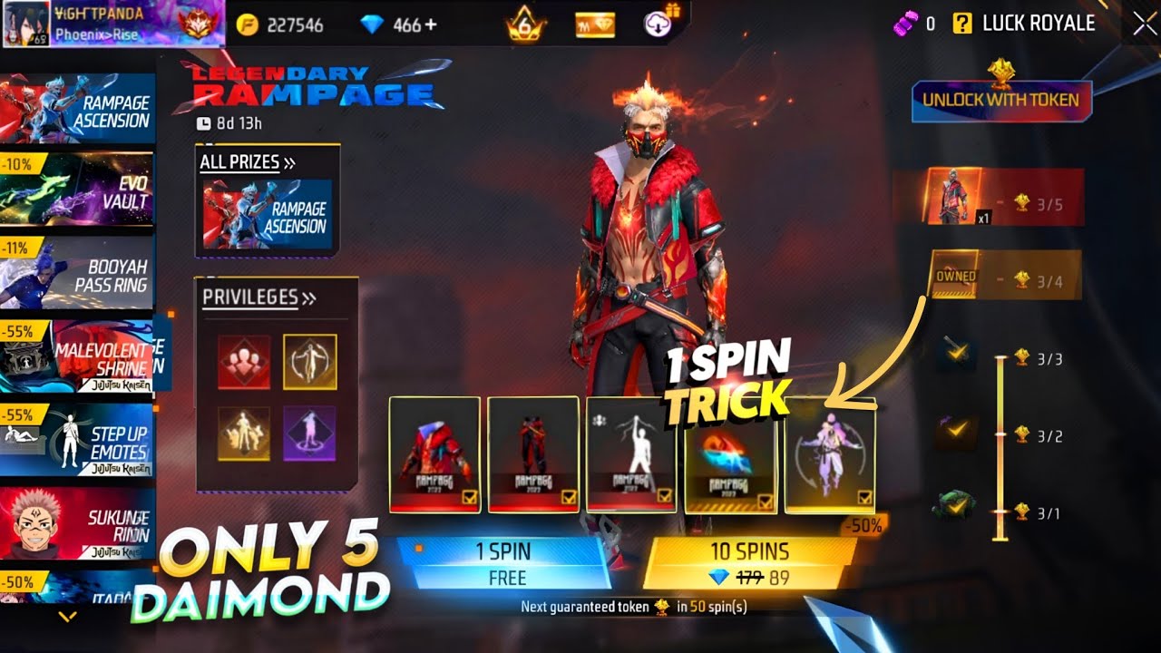 I GOT ALL ITEMS RAMPAGE EVO BUNDLE, NEW TOKEN TOWER EVENT, FIRE FIRE NEW EVENT, NEW EVENT FREE FIRE