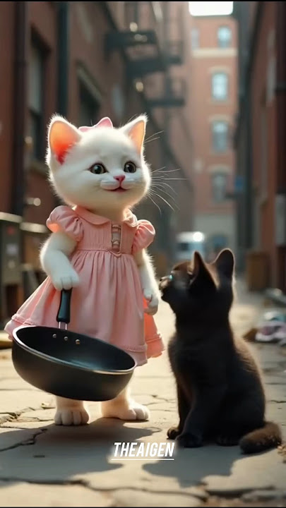 🔥Tiny Kitten vs the Black Cat Gang🔫💥#cat #cattales #catfunny #animation#fyp #journey #catvideos #ai