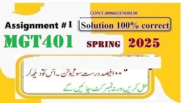 mgt 401 assignment 1 solution 2025mgt 401 assignment 1 solution  spring 2025