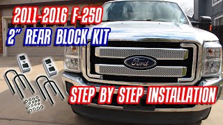 How to install Superlift f250 2 inch rear blocks lift kit | 2' rear block installation f350