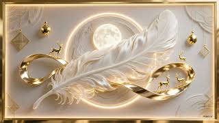Modern 3D White Feather & Illuminated Full Moon Wall Art | Ultra HD 4K screenshot 1