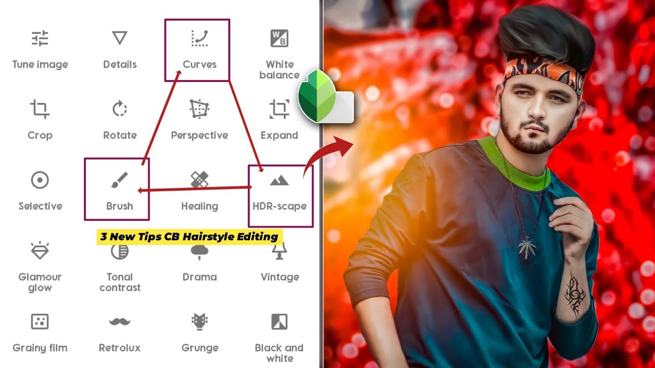 Snapseed 😲 3 New Tips CB hairstyle Editing Snapseed CB Hairstyle