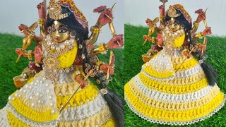 crochet lehnga sari for maa durga, Radha Rani, maa laxmi || Radha Rani crochet dress || maa durga 👗