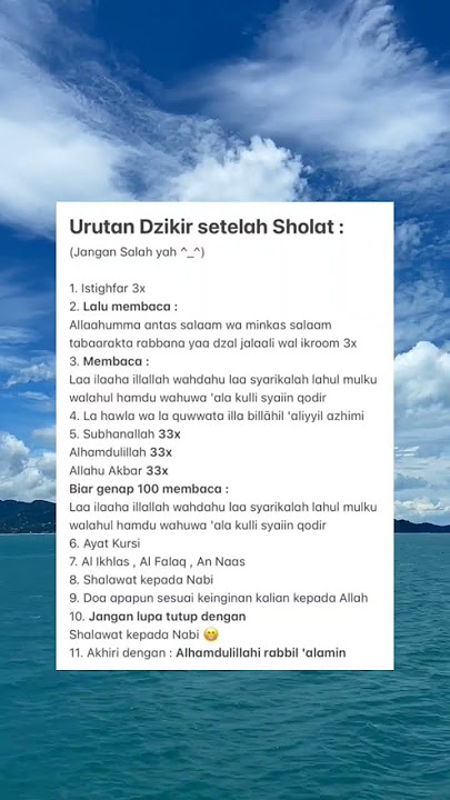Urutan Dzikir Setelah Solat