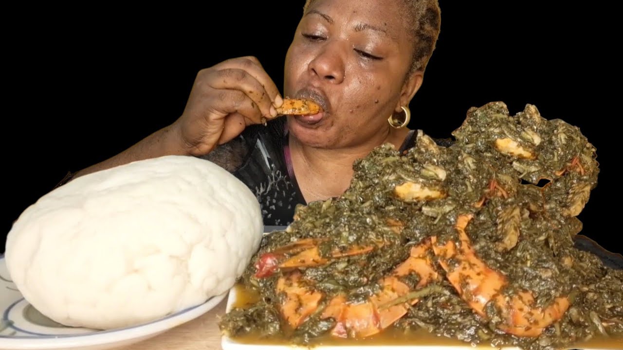 African food mukbang fufu with Atama soup mukbang eating Sound 