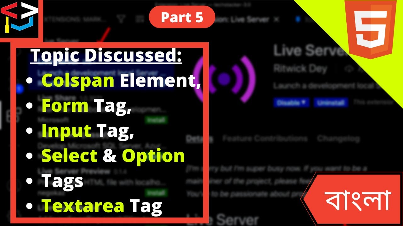 HTML part 5 | | Colspan, Form, Select, Option, Input element full discussion.