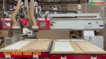 MÁY CNC TRUNG TÂM 2 Bàn Woodmaster 2 trục Router thay dao và 1 Trục lưỡi cưa cắt đa chiều