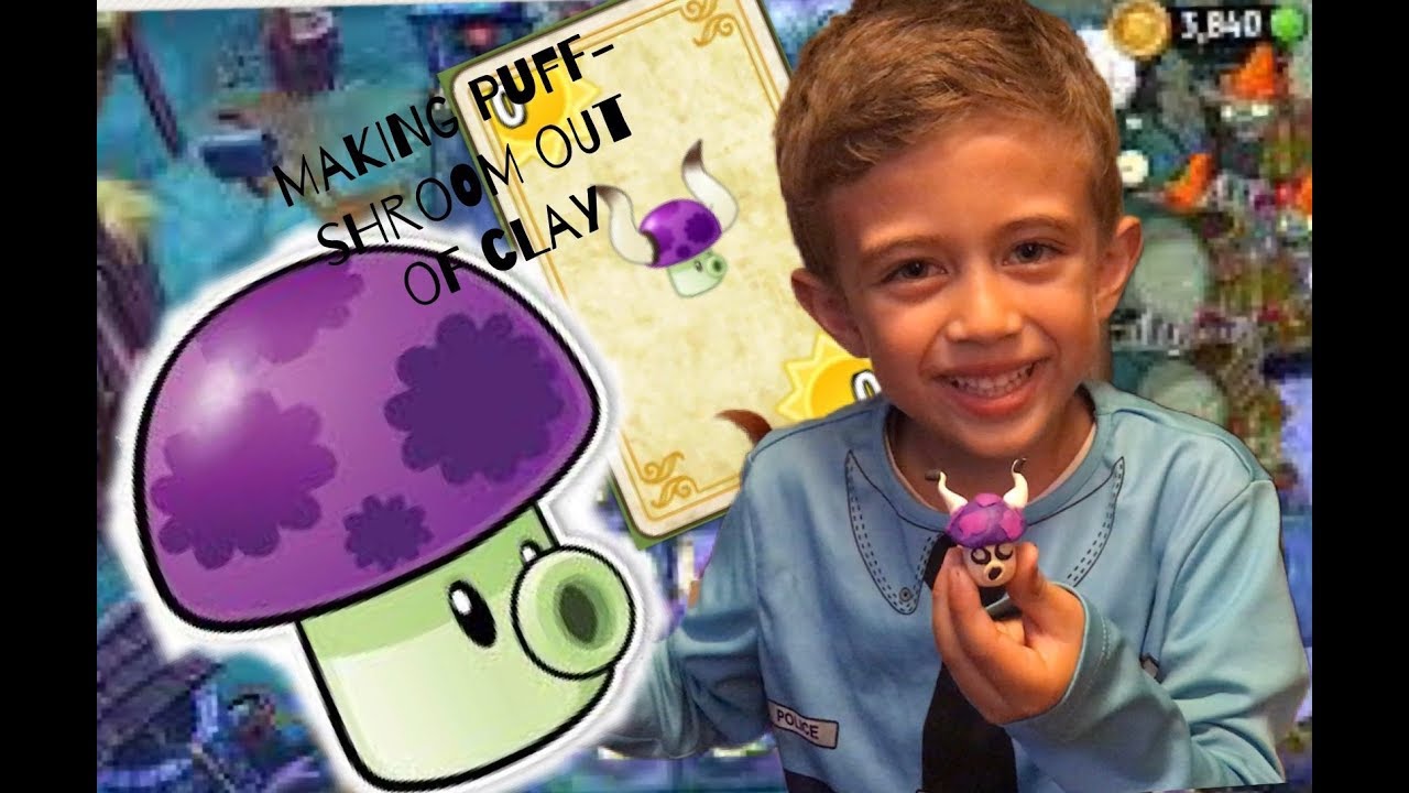 making puff-shroom out of clay with Ethan 