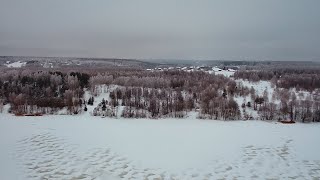 Покатушки на снегоходе, съёмка с коптера.