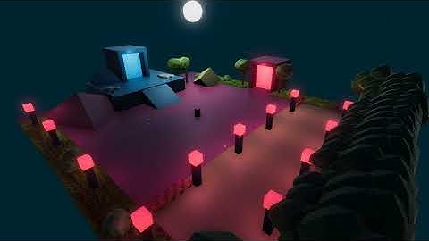 3D Low-Poly Map At Night (Unity Training Project)