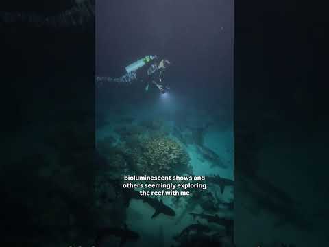 What Happens in the ocean an NIGHT🌑🦈😳 #sharkdiving #scubadiving #ocean #nightdive #shark #sky