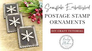DIY Snowflake Postage Stamp Ornaments | Rustic Farmhouse Christmas Ornament | Easy Wood Craft Kit