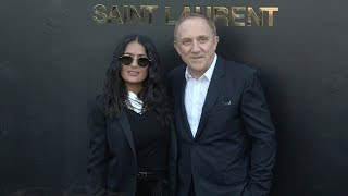 Salma Hayek and François Henri Pinault at Saint Laurent Fashion Show Photocall in Paris