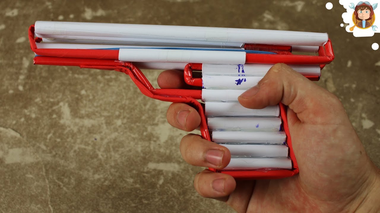 ⁣Pistola de Papel Glock - (Arma com Elásticos)