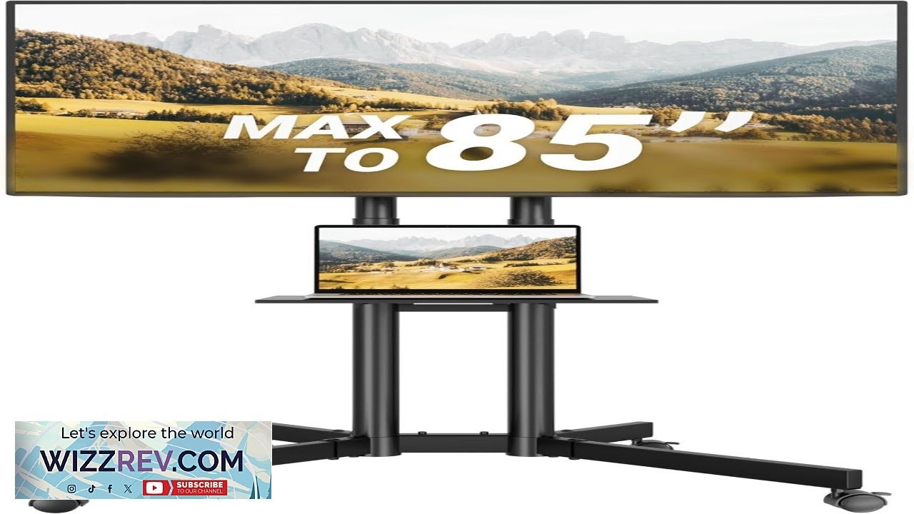 BONTEC Mobile TV Stand with Tilt Function Rolling TV Cart for 3285