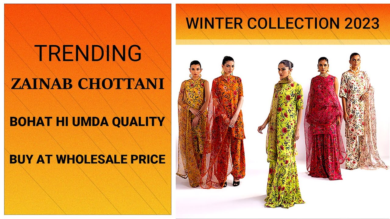Zainab chottani allover printed 3 pc slub linen,  winter collection new arrival